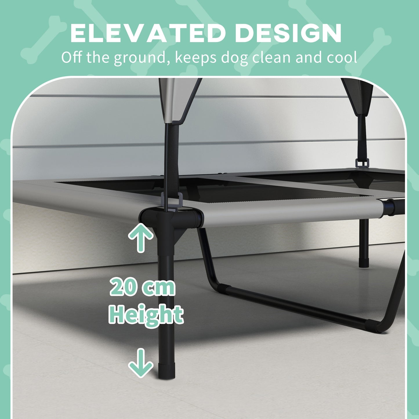 Elevated Dog Bed – Cooling Raised Pet Cot with Canopy