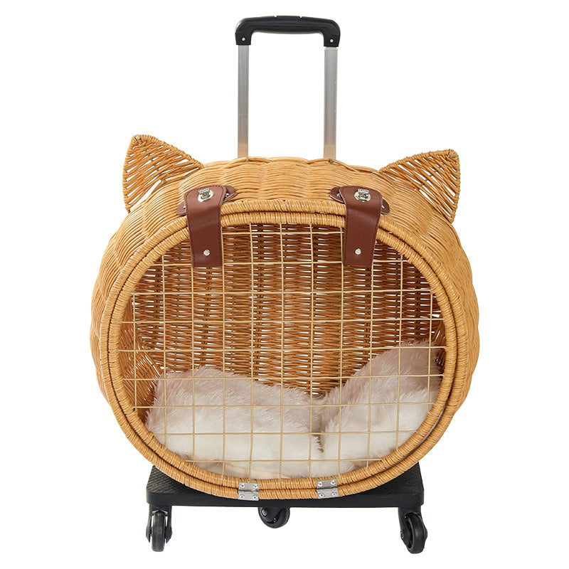 Cat Carrier Trolley – Portable Woven Pet Travel Bag