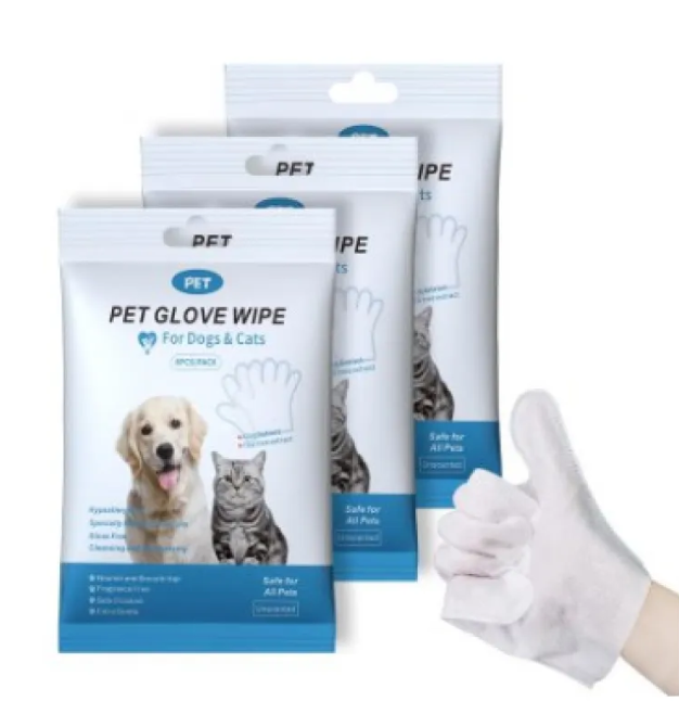 Pet Grooming Gloves & Wipes – Waterless Cleaning for Dogs & Cats