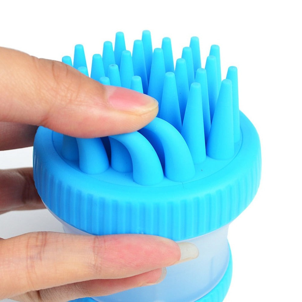 Dog Bath Brush – Massage Grooming Brush with Paw Cup