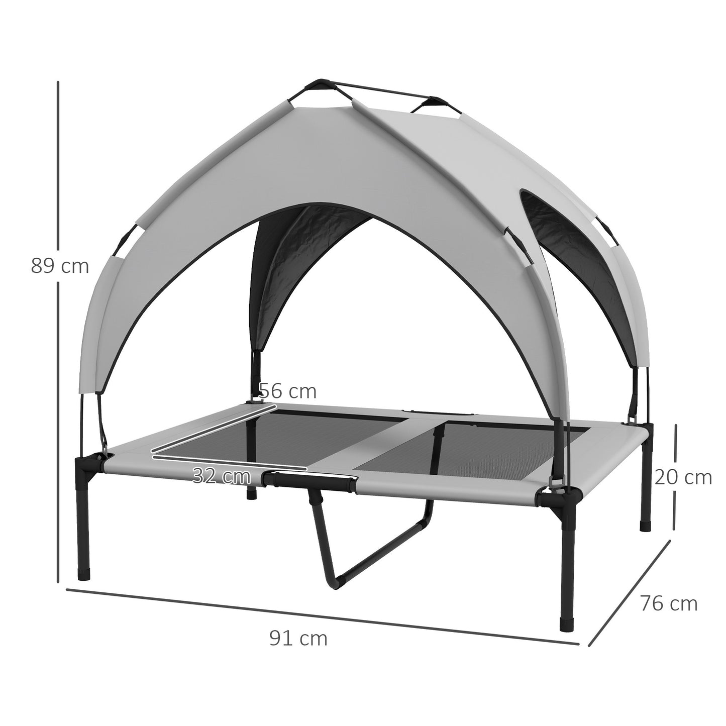 Elevated Dog Bed – Cooling Raised Pet Cot with Canopy