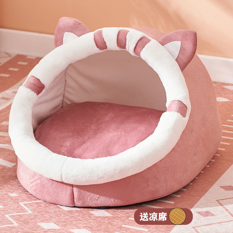 Cat Bed – Semi-Enclosed Cozy Cat Bed for All Seasons