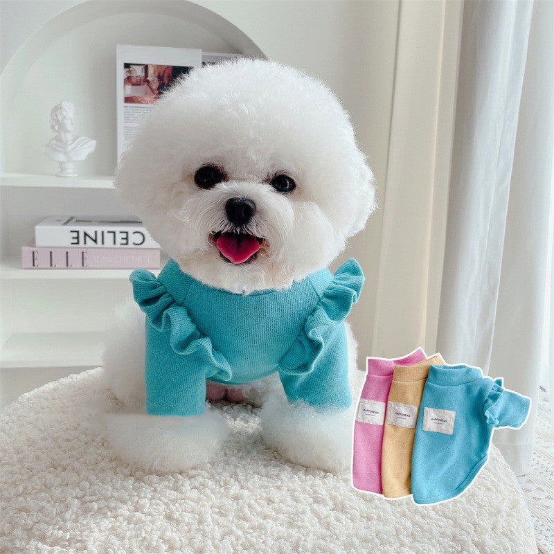 Dog Sweater – Knit Dog Clothes with Flutter Sleeves