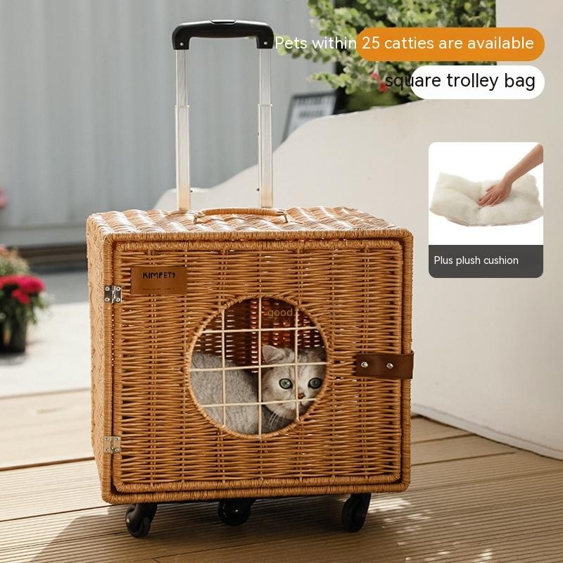 Cat Carrier Trolley – Portable Woven Pet Travel Bag