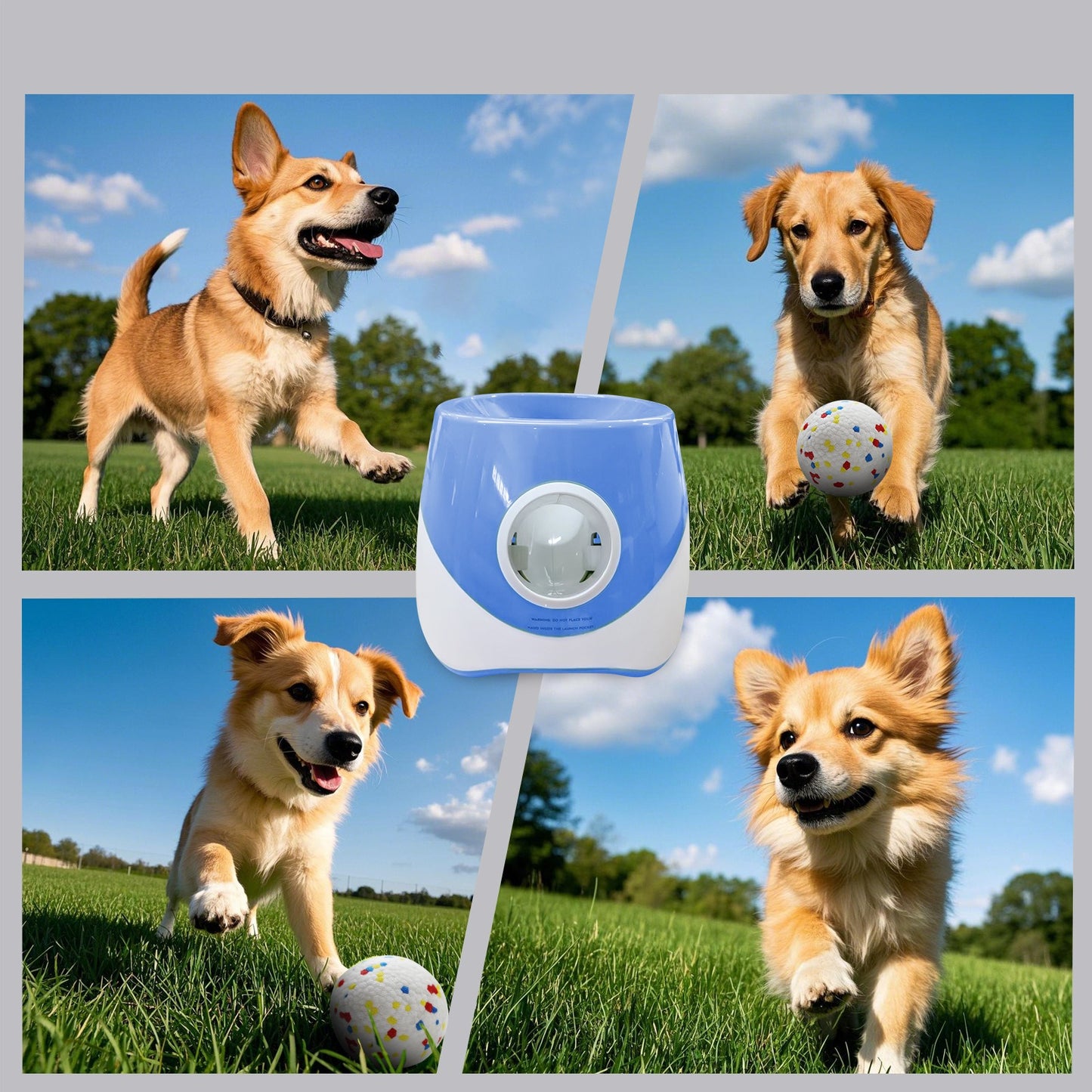 Dog Ball Launcher – Interactive Fetch Toy with 3 Tennis Balls