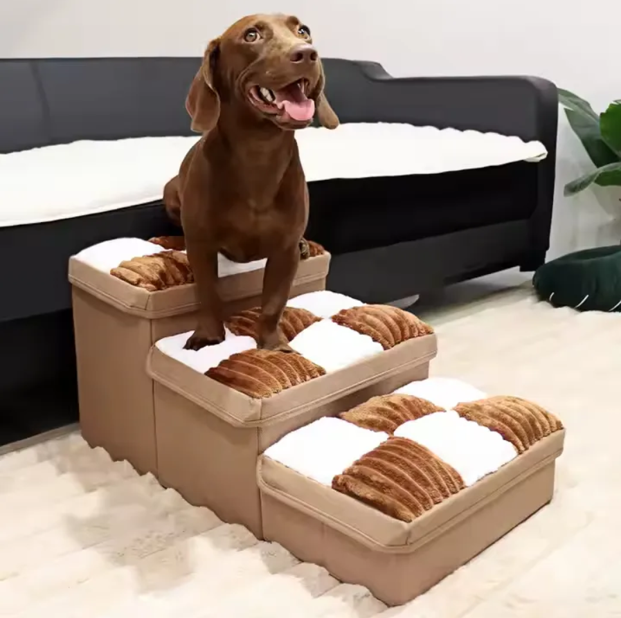 Dog Stairs – Folding Pet Steps with Storage for Dogs & Cats