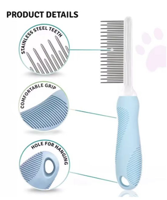 Pet Deshedding Brush – Needle Comb for Dog & Cat Fur