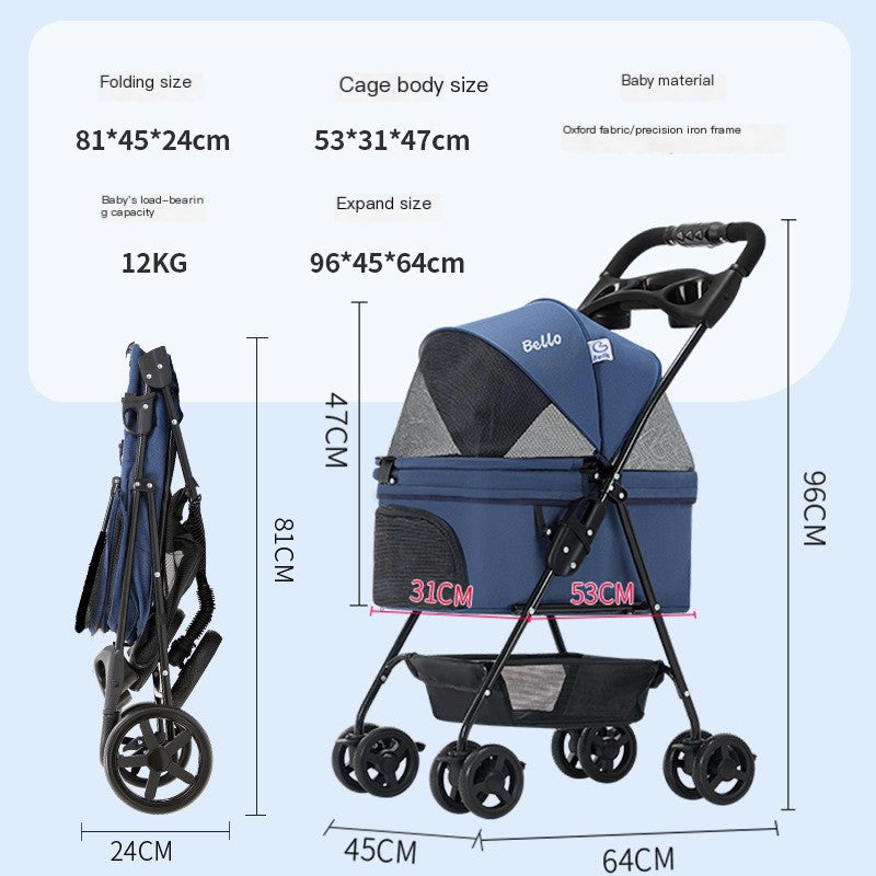 Pet Stroller – Lightweight Folding Stroller for Dogs & Cats