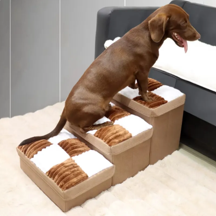 Dog Stairs – Folding Pet Steps with Storage for Dogs & Cats