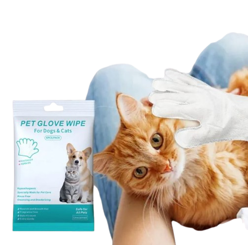 Pet Grooming Gloves & Wipes – Waterless Cleaning for Dogs & Cats