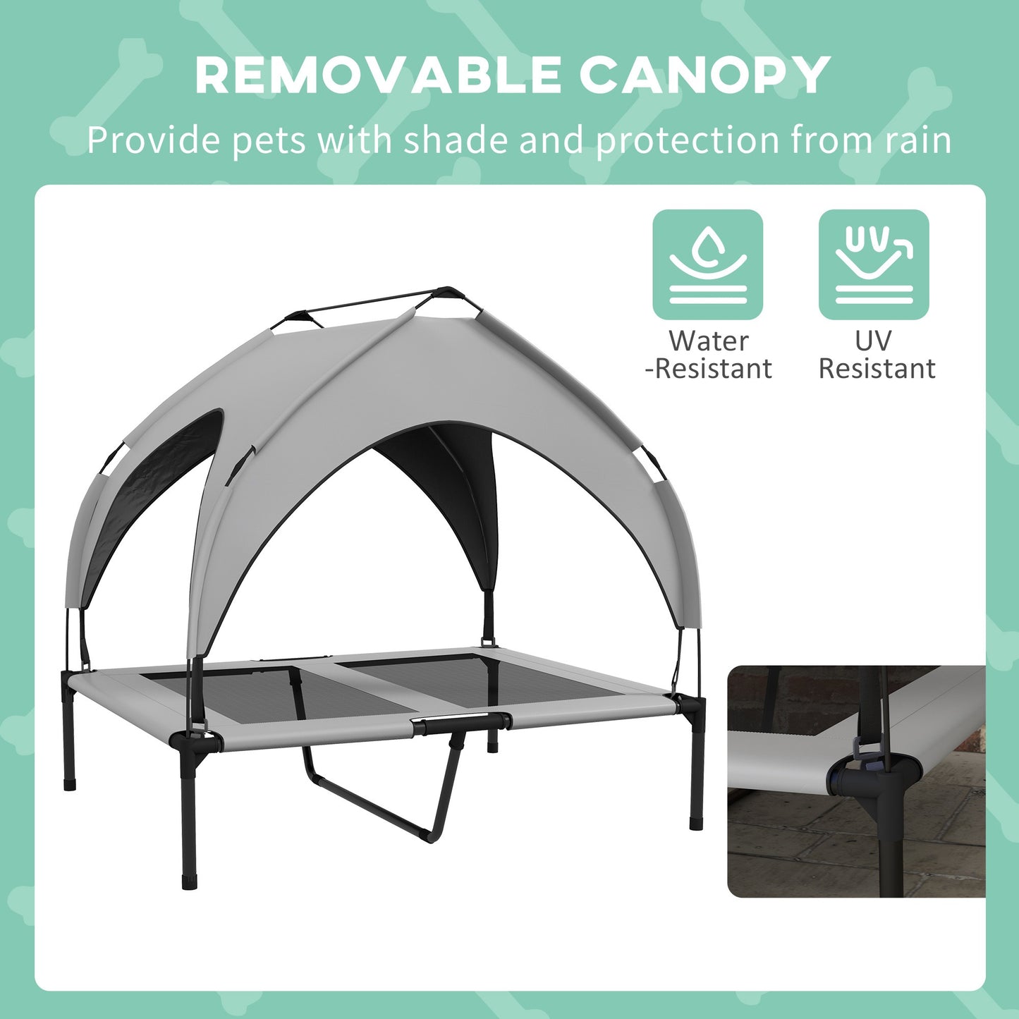 Elevated Dog Bed – Cooling Raised Pet Cot with Canopy
