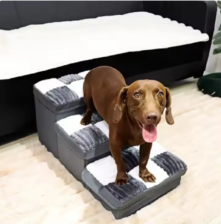 Dog Stairs – Folding Pet Steps with Storage for Dogs & Cats