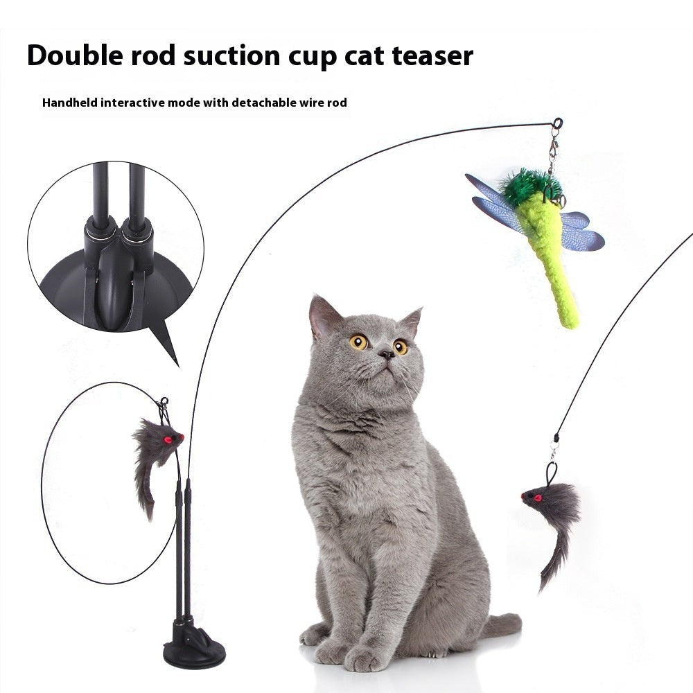 Interactive Cat Toy – Suction Cup Teaser Wand for Indoor Cats