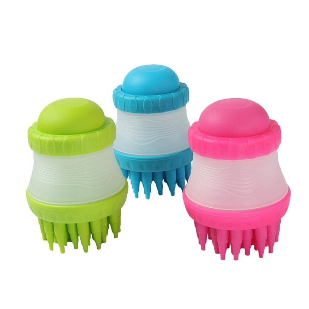 Dog Bath Brush – Massage Grooming Brush with Paw Cup