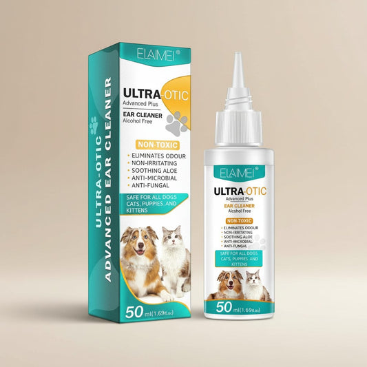 Nuzzle & Co 50ml Ultra-Otic dog and cat ear cleaner bottle and box with pet imagery